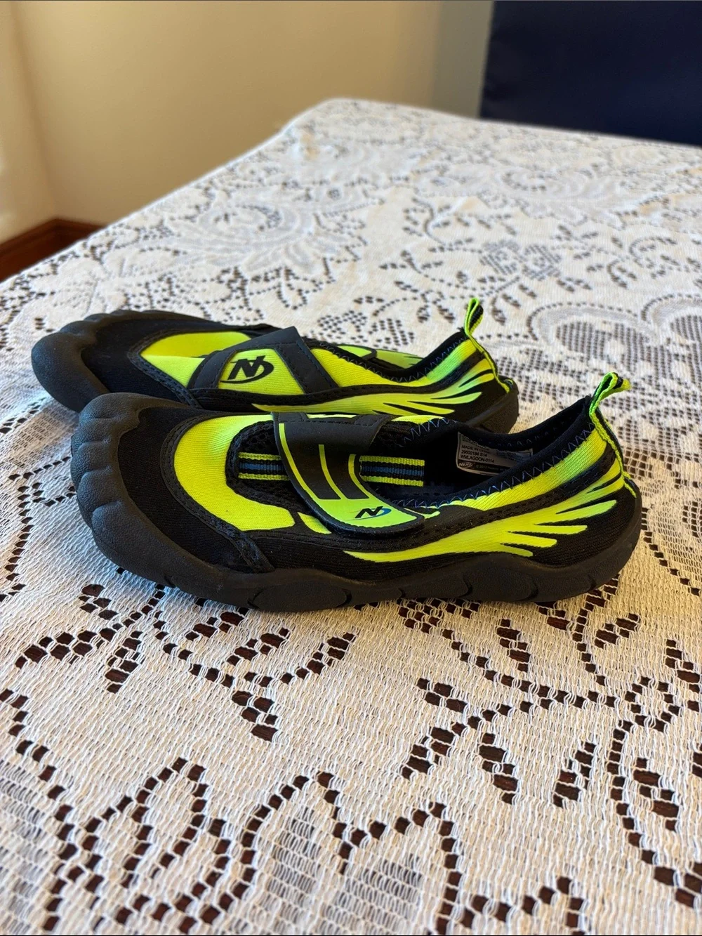 Nerf Kids Neon Green and Black Water Shoes with Hook-and-Loop Strap